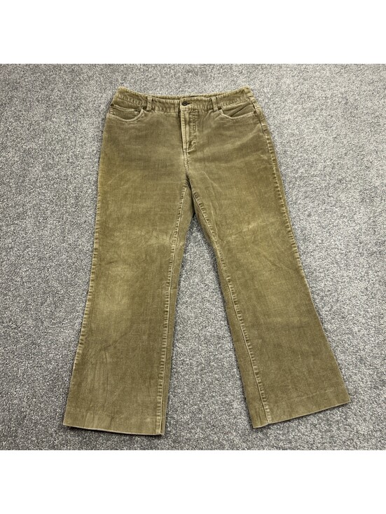 Reitmans Denim - Reitmans Vintage Corduroy Pants Y2K Mid Rise Flare Green Khaki Colour